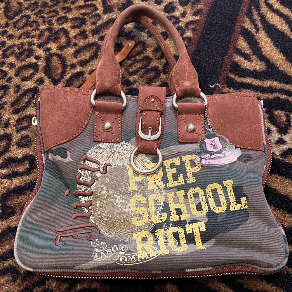 Juicy Couture “prep school riot” camo handbag